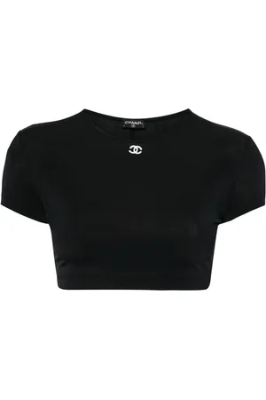CHANEL Cropped T-shirt med CC-logo fra 1990-2000
