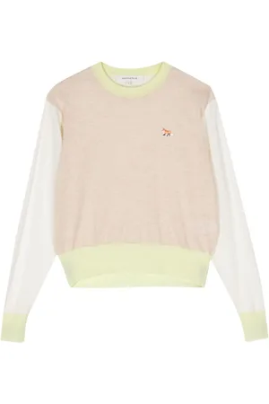 Maison Kitsuné Trøje i uld med colourblocking i merinould