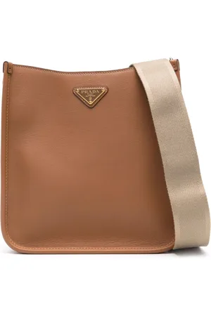 Prada Håndtaske i læder med trekantet logo