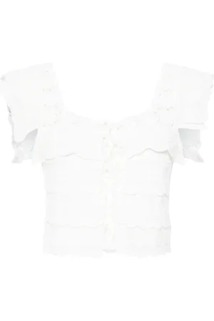 B+AB Cropped top med firkantet halsudskæring og broderi