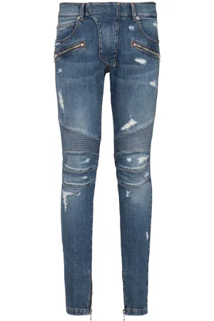 Balmain Skinny-jeans med slitageeffekt og paneler