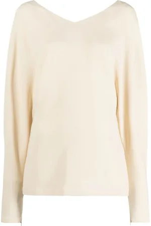 Stella McCartney Langærmet bluse med V-hals og syningsdetalje