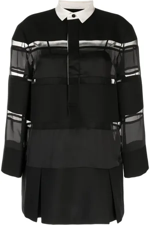 SACAI Silkebluse med kontrastkrave