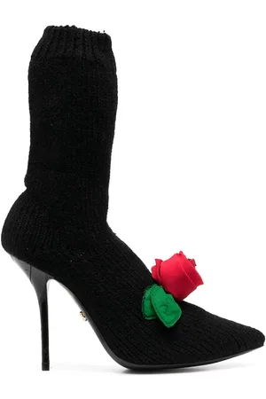 Dolce & Gabbana Mellemhøje støvler i strikket stil med rose