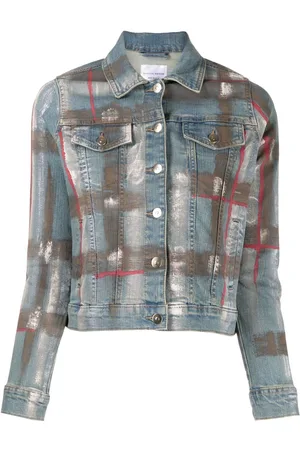 Madison.Maison Denimjakke med malingssprøjt-tryk