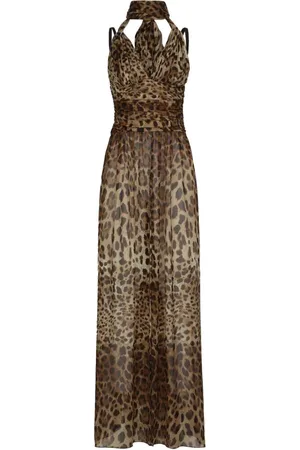 Dolce & Gabbana Leopardmønstret kjole med halterneck