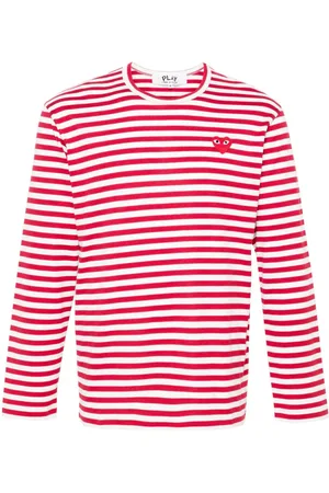 Comme des Garçons Stribet T-shirt med hjertemærke