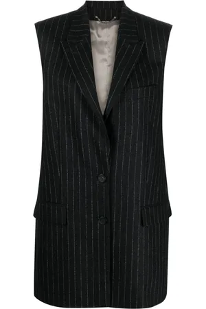 Golden Goose Stribet vest med spidsrevers