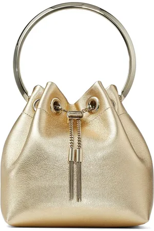 Jimmy Choo Bon Bon bucket-taske med metallisk finish