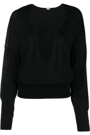 Saint Laurent Strikket top med dyb V-hals