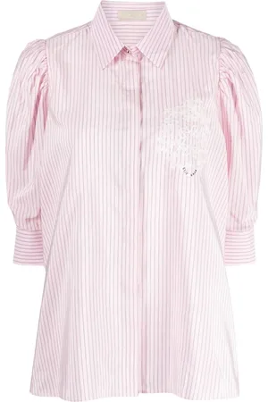 Elie saab Nålestribet skjorte med broderet logo