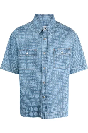 Givenchy Kortærmet denimskjorte i 4G-jacquard