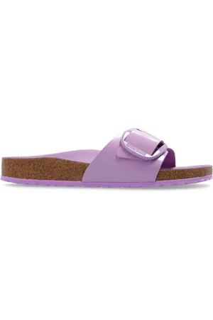 Birkenstock Madrid sandaler i lakeret læder med stor spændedetalje