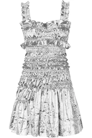Cecilie Bahnsen Mini smock-kjole i metallisk stof