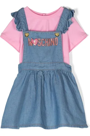 Moschino Overall-kjole i denim med logotryk