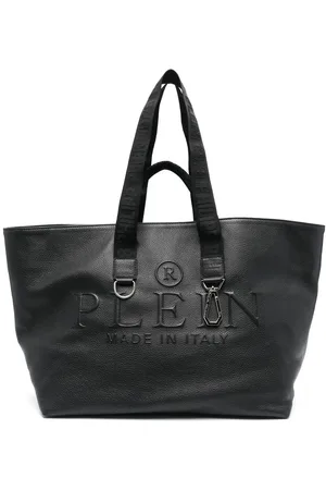 Philipp Plein Tote i læder med præget logo