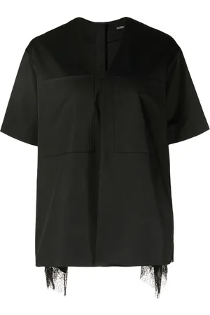 GOEN.J Kortærmet bluse med blondekant