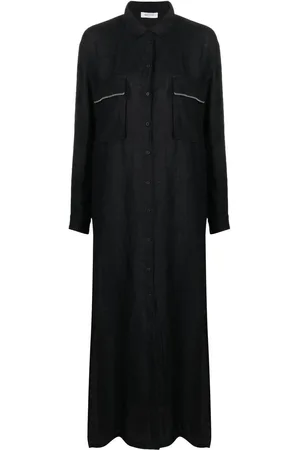 Fabiana Filippi Long-sleeved maxi linen shirtdress