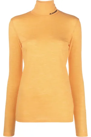 Jil Sander T-shirt med rullekrave og logotryk