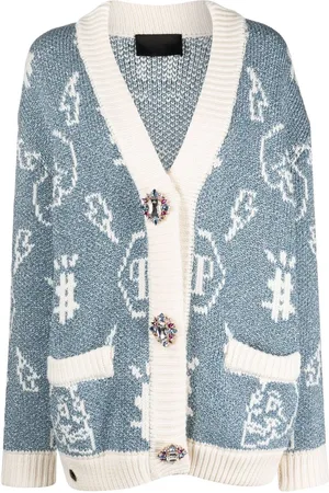 Philipp Plein Cardigan i intarsiastrik med logo