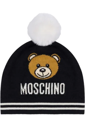 Moschino Strikket hue med bamsetryk