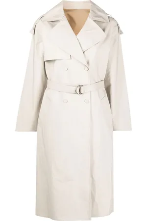 YVES SALOMON Trenchcoat i silke med bælte