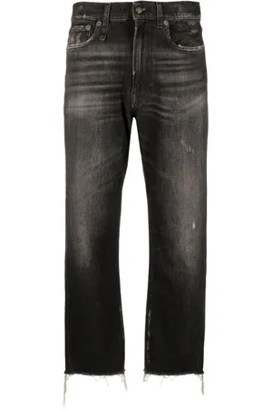 R13 Boyfriend-jeans med slitageeffekt
