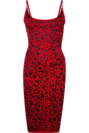 VERSACE Mellemlang kjole i lurex med leopardtryk
