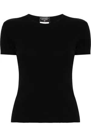 CHANEL Ribstrikket T-shirt fra 1997