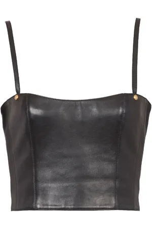 Balmain Cropped top i læder