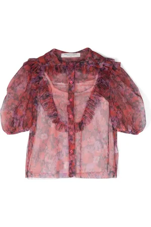 PHILOSOPHY DI LORENZO SERAFINI Semi-gennemsigtig bluse med flæser