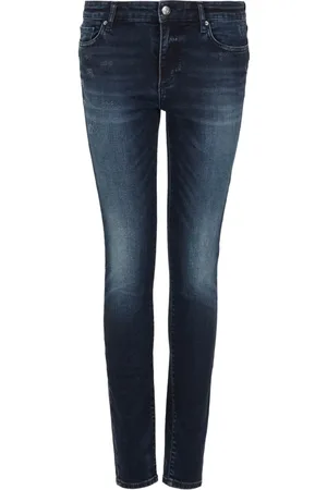 Armani Exchange Jeans med smal pasform, logo-applikation og whiskering-effekt