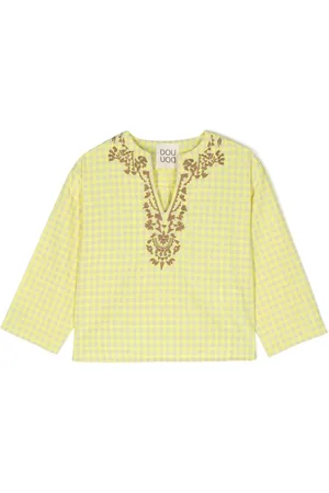 DOUUOD KIDS Broderet bluse med tern