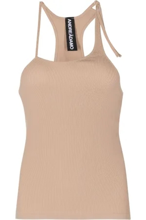 ANDREADAMO Asymmetrisk ribbet tanktop i jersey