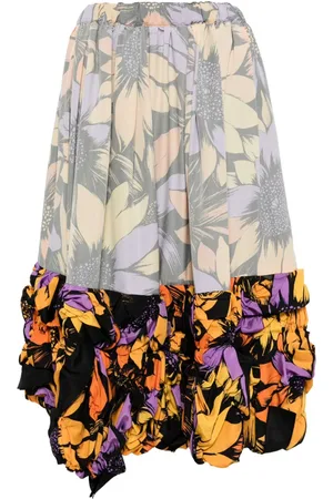 Comme des Garçons Mellemlang nederdel med blomstertryk
