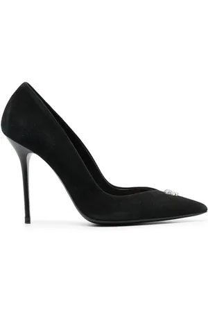 Philipp Plein 100mm pumps i ruskind med dødningehoved-udsmykning