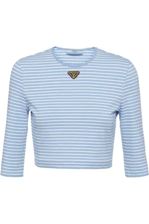Prada Cropped T-shirt med striber