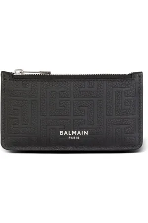 Balmain Kortholder i læder med præget monogram