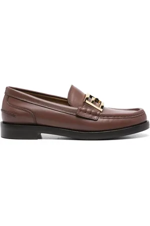 Fendi Læderloafers med FF-logoplade