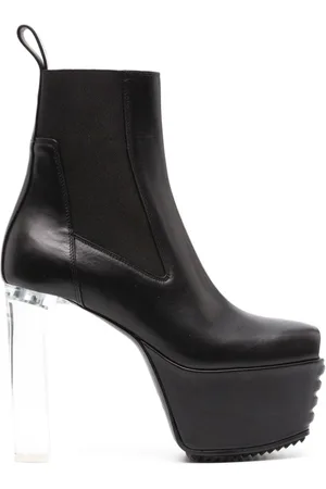 Rick Owens 160 mm læderstøvler med hæl og åben tå