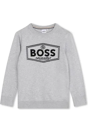 HUGO BOSS Intarsia-striktrøje med logo