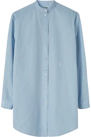 Jil Sander Stribet skjorte med logomærke
