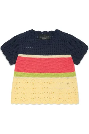 Emporio Armani Stribet top i hæklet strik