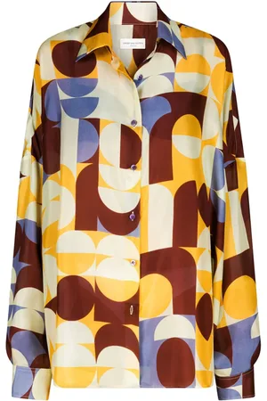 DRIES VAN NOTEN Silkeskjorte med geometrisk tryk