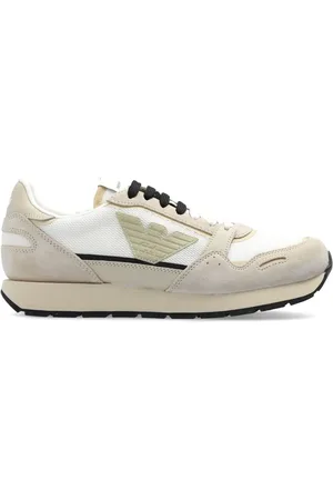 Emporio Armani Loafers i ruskind med logoapplikation