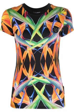 Philipp Plein Blomstret T-shirt med korte ærmer