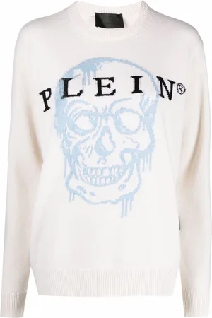 Philipp Plein Intarsiastrikket sweater med dødningehoved