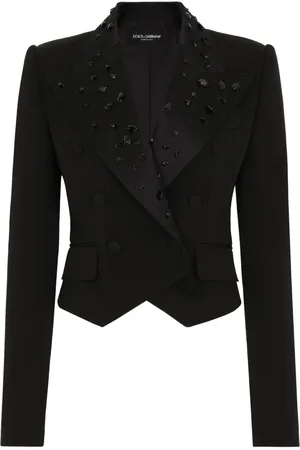 Dolce & Gabbana Cropped blazer med krystaludsmykning