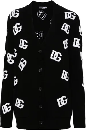 Dolce & Gabbana Intarsia-strikket cardigan med logo