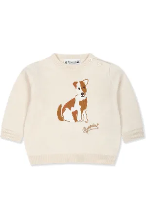 BONPOINT Intarsiastrikket trøje med broderet logo